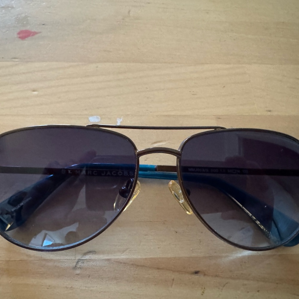 Marc Jacobs Gold and Black Aviator Sunglasses